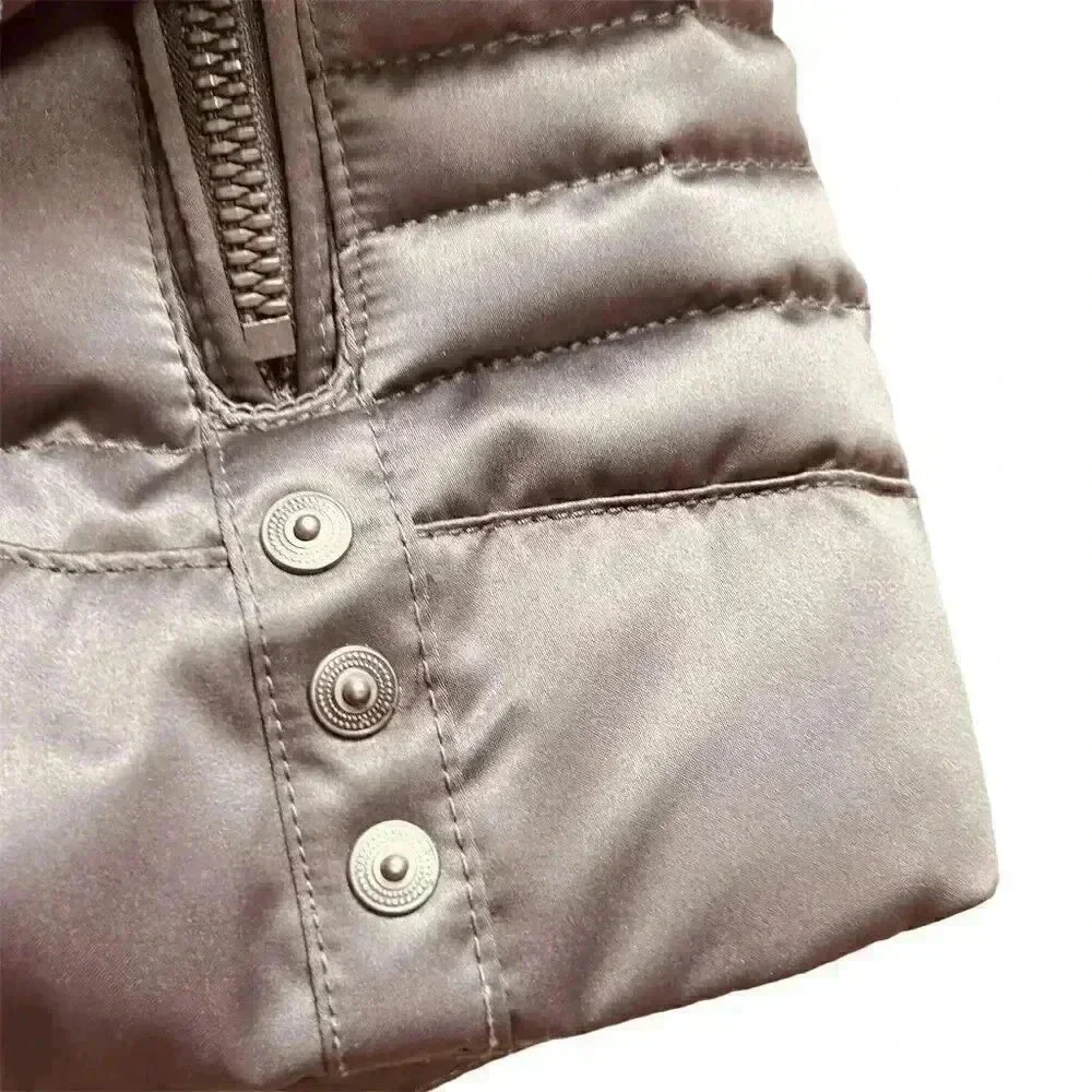 Obermeyer Womens Metallic Brown Hooded Puffer Jacket Size 6 Quilted Winter Coat - Picture 13 of 15